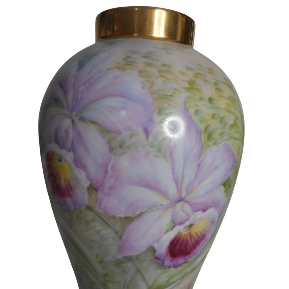 Vintage c 1930 Epiag Czechoslovakian Porcelain Floral Orchid vase pastels
